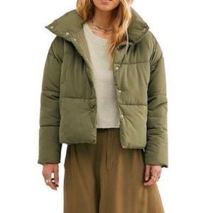 Free People Olive Green Puffer Jacket